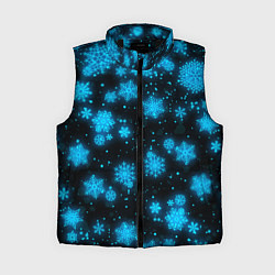 Женский жилет НОВОГОДНИЕ НЕОНОВЫЕ СНЕЖИНКИ 2022 НОВЫЙ ГОД, цвет: 3D-черный