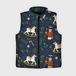 Женский жилет Щелкунчик паттерн с лошадкой, цвет: 3D-черный