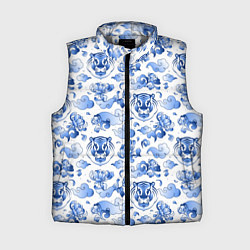 Женский жилет Гжель Тигр и узоры
