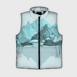 Женский жилет Голубой горный пейзаж с темно-серыми тенями, цвет: 3D-черный