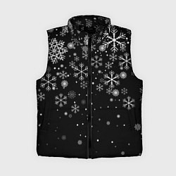 Женский жилет Снежинки - С Новый год, цвет: 3D-черный