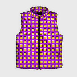 Женский жилет Фиолетовый Фон с Желтыми Квадратами Иллюзия Движен, цвет: 3D-светло-серый