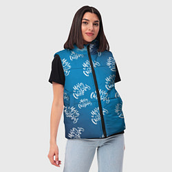 Женский жилет Merry Christmas - Новогодний паттерн, цвет: 3D-черный — фото 2