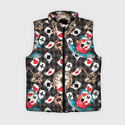 Женский жилет Алиса в стране чудес - карты и время, цвет: 3D-черный