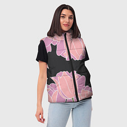 Женский жилет Розовые цветы-кристаллы, цвет: 3D-красный — фото 2