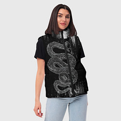 Женский жилет Snake Краски Змея ЧБ, цвет: 3D-черный — фото 2