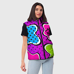 Женский жилет Яркий абстрактный узор в стиле 90х, неоновые цвета, цвет: 3D-красный — фото 2