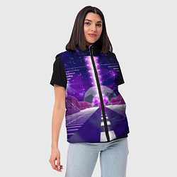 Женский жилет Vaporwave Neon Space, цвет: 3D-черный — фото 2