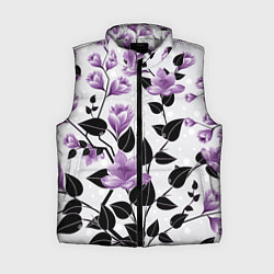 Женский жилет Распустившиеся фиолетовые цветы, цвет: 3D-светло-серый