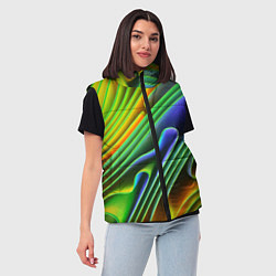 Женский жилет Цветные неоновые полосы Абстракция Color neon patt, цвет: 3D-светло-серый — фото 2