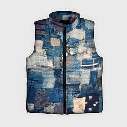 Женский жилет Patchwork Jeans Осень Зима 2023, цвет: 3D-красный