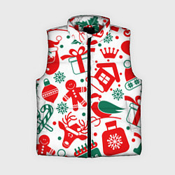 Женский жилет ПРАЗДНИЧНЫЕ НОВОГОДНИЕ ПОДАРКИ, цвет: 3D-красный