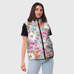 Женский жилет Цветы Аргемоны и Герберы, цвет: 3D-красный — фото 2