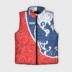 Женский жилет ГЕРБ РОССИИ С УЗОРАМИ, цвет: 3D-светло-серый
