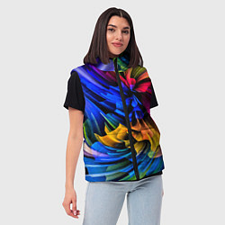 Женский жилет Абстрактная неоновая композиция Abstract neon comp, цвет: 3D-красный — фото 2