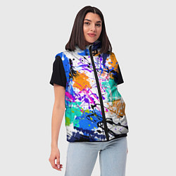 Женский жилет Брызги и мазки разноцветных красок на белом фоне, цвет: 3D-светло-серый — фото 2
