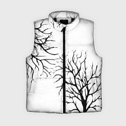 Женский жилет Черные ветки деревьев на белом фоне