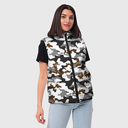 Женский жилет Камуфляж Чёрно-Белый Camouflage Black-White, цвет: 3D-светло-серый — фото 2