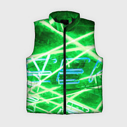 Женский жилет Неоновые лучи и буквы - Зелёный, цвет: 3D-черный
