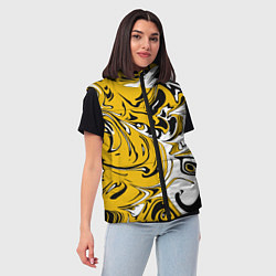 Женский жилет Черно-желтые разводы, цвет: 3D-черный — фото 2