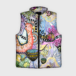 Женский жилет Подводный цветочно коралловый мир, цвет: 3D-светло-серый