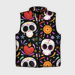 Женский жилет Веселые черепа в цветах, цвет: 3D-черный