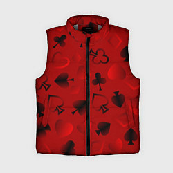 Женский жилет Карты карточные масти на красном фоне, цвет: 3D-светло-серый