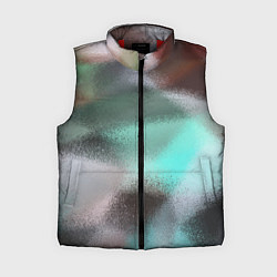 Женский жилет Абстрактный узор в бирюзовых коричневых тонах, цвет: 3D-красный