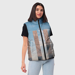 Женский жилет Абстрактные блоки и небо - Голубой, цвет: 3D-черный — фото 2