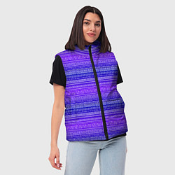Женский жилет Узор в стиле бохо на фиолетовом фоне, цвет: 3D-черный — фото 2