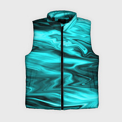 Женский жилет Неоновый бирюзовый мраморный узор, цвет: 3D-черный