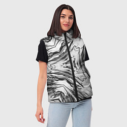 Женский жилет Черно-белый абстрактный узор Трио, цвет: 3D-светло-серый — фото 2