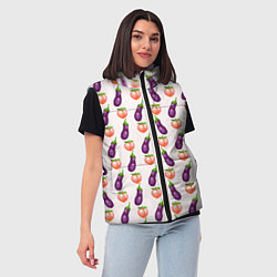 Женский жилет Баклажаны и персики паттерн, цвет: 3D-черный — фото 2