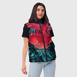 Женский жилет Абстрактный всплеск розовой и голубой красок, цвет: 3D-черный — фото 2