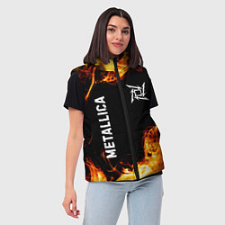 Женский жилет Metallica и пылающий огонь, цвет: 3D-черный — фото 2