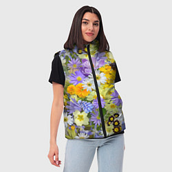 Женский жилет Цветочная летняя поляна, цвет: 3D-черный — фото 2