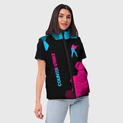 Женский жилет Counter Strike - neon gradient: символ и надпись в, цвет: 3D-черный — фото 2