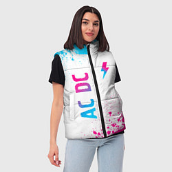 Женский жилет AC DC neon gradient style: символ и надпись вертик, цвет: 3D-черный — фото 2