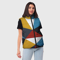 Женский жилет Абстрактный набор разноцветных геометрических фигу, цвет: 3D-красный — фото 2