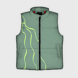 Женский жилет Абстрактные зеленые линии на фоне цвета хаки, цвет: 3D-красный