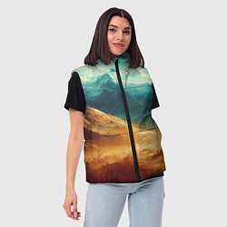 Женский жилет Завораживающий горный вид - рисунок, цвет: 3D-черный — фото 2