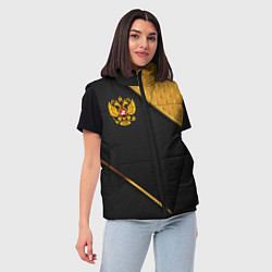 Женский жилет Герб России на черном фоне с золотыми вставками, цвет: 3D-черный — фото 2