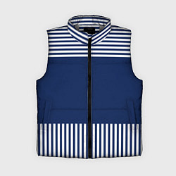 Женский жилет Синий полосатый узор, цвет: 3D-светло-серый