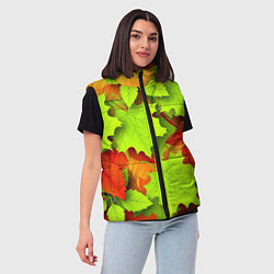 Женский жилет Зелёные осенние листья, цвет: 3D-черный — фото 2