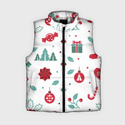 Женский жилет Новый год подарки, конфеты, ёлочные шары