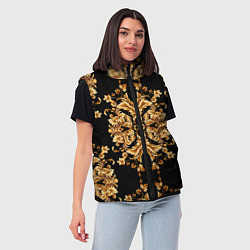 Женский жилет Золотая гжель модные цветы, цвет: 3D-светло-серый — фото 2