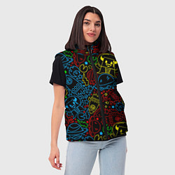 Женский жилет Неоновый космический узор, цвет: 3D-черный — фото 2