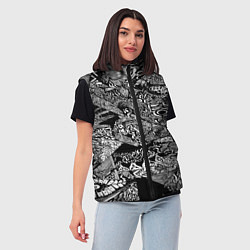 Женский жилет Чёрно-белая триповая абстракция, цвет: 3D-красный — фото 2