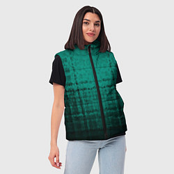 Женский жилет Мозаичный узор в черно -зеленых тонах, цвет: 3D-светло-серый — фото 2