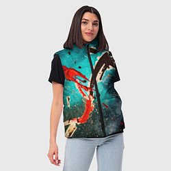 Женский жилет Голубой туман и брызки красок, цвет: 3D-светло-серый — фото 2
